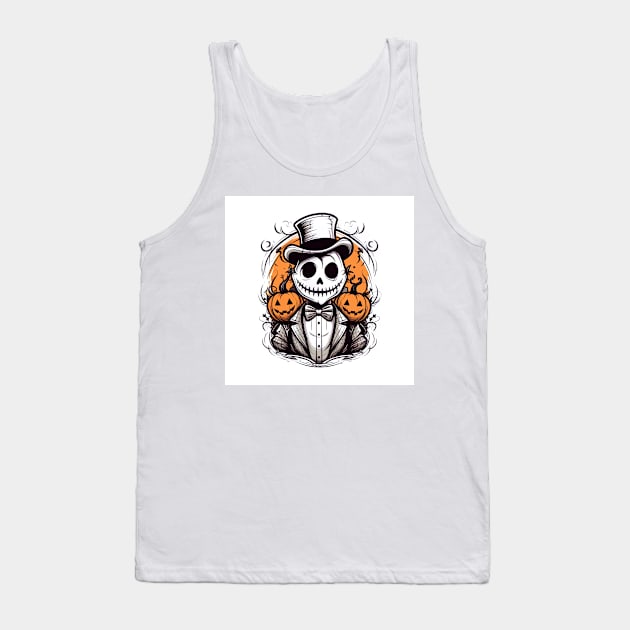 scary men in suit and pumpkins on shoulder Tank Top by Maverick Media